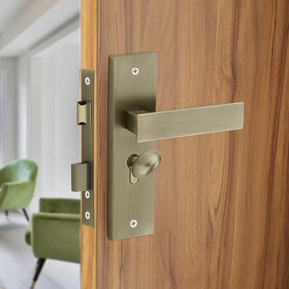 IPSA Sage Moderna Handle Series on 8" Plate CYS Lockset with 60mm Coin and Knob - Matte Antique Finish MAB